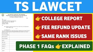 TS Lawcet College Report Dates Extended and Refund Format DetailsStudentUpdates247 [upl. by Enasus]