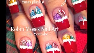 Christmas Stocking Nail Art filled with Gifts  Xmas Nail Art Design [upl. by Lebiralc]