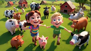 Farm Animals Song Kids Songs amp Nursery Rhymes by Little WorldA Day at the Colorful Farm [upl. by Hola]