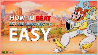 Cuphead  How To EASY Beat HIGHNOON HOOPLA GUIDE Boss Esther Winchester [upl. by Aihseya]