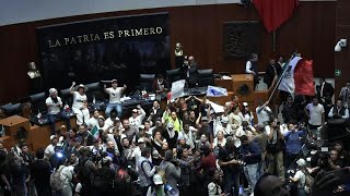 Manifestantes invadem Senado do México e interrompem debate sobre reforma judicial  AFP [upl. by Dutchman38]