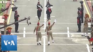 Ceremony at India Border Ends Independence Day  VOA News [upl. by Zoarah962]