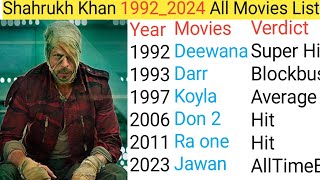 Shahrukh Khan All Movies List Super Hit Average Blockbuster Flop New Movies Srk Jawan Movies update [upl. by Nagoh]