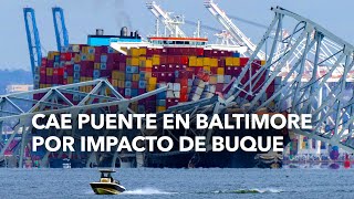 Cae puente en Baltimore por impacto de buque [upl. by Nylirehc]