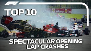 Top 10 Spectacular Opening Lap Crashes in F1 [upl. by Eirod]