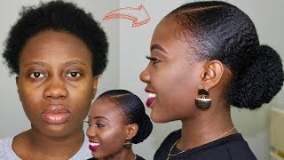 SHE DID IT AGAIN Sleek Faux Bun on Short 4C Natural Hair Tutorial [upl. by Ballard]