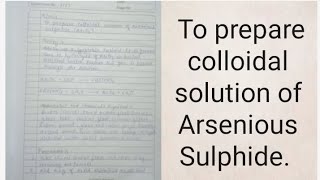 To prepare collodial solution of Arsenious Sulphidepreparation of lyophobic sol [upl. by Garland]