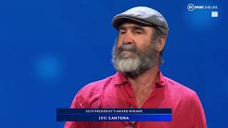 Eric Cantona gives a bizarre yet brilliant speech after picking up UEFA Presidents Award [upl. by Graehme3]