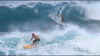 Gas Chambers Pupukea North Shore Hawaii  11924  Surfing Glassy Fast Hollow Break Oahu [upl. by Akceber]