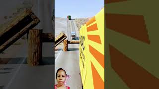 mixed colour box truck vs log trapcementtruck crash beamngdrive shortvideo [upl. by Azaria]