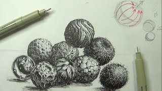 Pen amp Ink Drawing Tutorials  How to create realistic textures Part 3 [upl. by Bridie28]