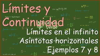 Límites y continuidad Límites en el infinito  Asíntotas horizontales  Ejercicios 7 y 8 [upl. by Iaht]