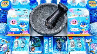 Satisfying Video Mixing Random Things Blue Baby Shark Candy Mentos into Clear Slime GoGo Slime ASMR [upl. by Elvia]