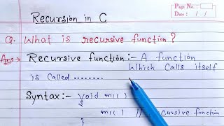 Recursion in C  Recursive function in c programming  Learn Coding [upl. by Tiphane55]