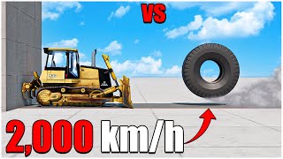 Beamng Drive  Angry Tire VS Dozer 2000 kmh  cars crash test  car torture [upl. by Urbano]