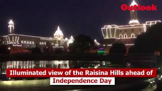 Illuminated view of the Raisina Hills ahead of Independence Day [upl. by Spearman226]