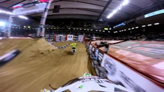 GoPro HD Mike McDade VS Tyler Bowers One on One Bracket Race 2014 AMSOIL Arenacross Baltimore MD [upl. by Elon]