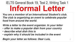 IELTS General 19 Test 2 Writing Task 1  Informal letter  International Student’s club [upl. by Llednor]