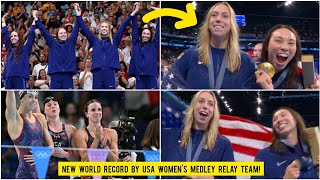 🇺🇸 New world record by USA womens 4x100m medley relay team in Paris Olympics 2024 Gold medal [upl. by Linad383]