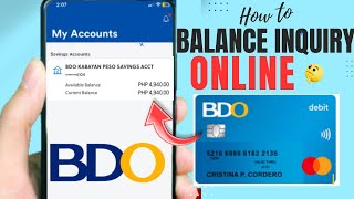 HOW TO BALANCE INQUIRY BDO ATM Balance Online in 2024 [upl. by Brittney]