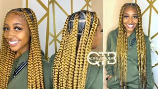 QTHEBRAIDER HOW TO Large Knotless Braids amp Beads thigh length [upl. by Annodal]