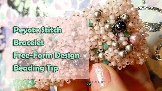 Peyote Stitch Beaded Bracelet Free Form Design Tip [upl. by Sissel]