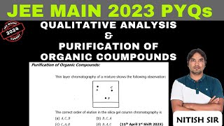 Thin layer chromatography of a mixture shows the following observation 11th April 2023 JEE Mains [upl. by Valdes]