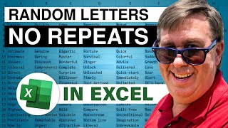 Excel  Generate Random Letters with No Repeats Episode 1699 [upl. by Ahnavas]