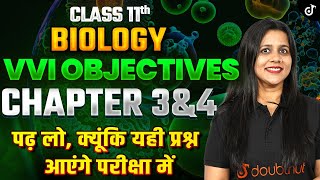 Class 11 Biology MVVI Objective Questions 2025➡️11th Hindi Medium Biology Chapter 3 amp 4 VVI MCQS [upl. by Pournaras933]