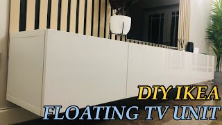 DIY IKEA FLOATING TV UNIT MOUNTING GUIDE  IKEA HACK  2ND ROOM WALL TRANSFORMATION [upl. by Rolat999]