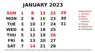 January Calendar 2023 [upl. by Casar]