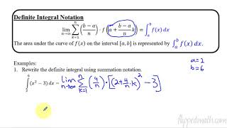 Calculus ABBC – 63 Riemann Sums Summation Notation and Definite Integral Notation [upl. by Ikoek301]