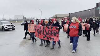 Grade 7 Deerwood School students organize a community walk in Thompson Manitoba [upl. by Ardy728]