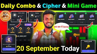 20 September Daily Combo amp Daily Cipher amp Mini Game  Hamster Kombat Daily Combo amp Mini Game [upl. by Eugenius467]