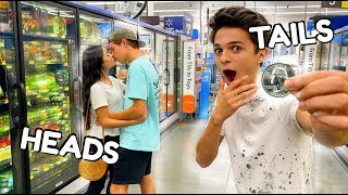 CRAZY DARES IN PUBLIC WITH FRIENDS COIN FLIP CHALLENGE  Brent Rivera [upl. by Miza]