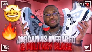 EARLY RELEASE REVIEW ON THE JORDAN 4S quotINFRAREDquot amp quotMILITARY BLACKquot [upl. by Ivgnout]