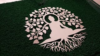 How to Make Buddha Paper Cutting buddha art work paper cutting Art  Stencil cutting  Paper craft [upl. by Wilterdink]