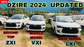 Dzire Facelift 2024 Base Model Lxi vs Vxi vs Zxi  Dzire Facelift 2024 Price  Features [upl. by Oneg]