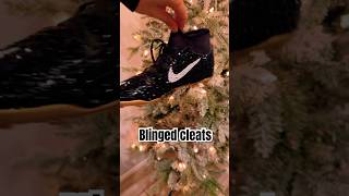 BLINGED OUT CLEATS🔥🔥 fyp bling cleats diy drip football tackle tacklefootball [upl. by Sitoeht139]