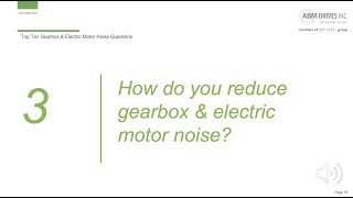 How do you reduce gearbox amp electric motor noise [upl. by Nay385]