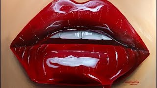 Painting Realistic Cherry Red Lips [upl. by Jacobina36]