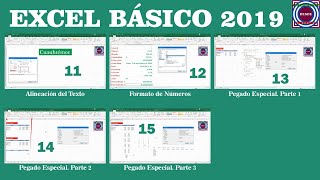 Curso de Excel 2019 quotNivel Básicoquot Videos 11 al 15 [upl. by Bashemath]