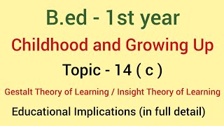 Topic  14c Gestalt theory of learning Educational implicationssubject childhood and growing up [upl. by Iroj]