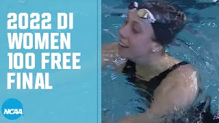 Womens 100 Freestyle — 2022 NCAA swimming championships [upl. by Eatnhoj]