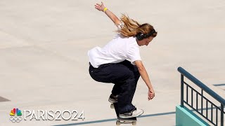 Poe Pinson delivers STELLAR street skateboarding performance  Paris Olympics  NBC Sports [upl. by Kaslik]