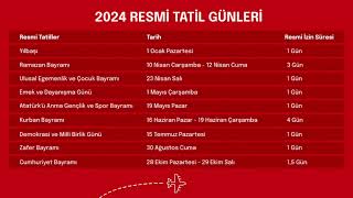 2024 YILI RESMİ TATİL VE DİNİ GÜNLER [upl. by Dnalyag137]