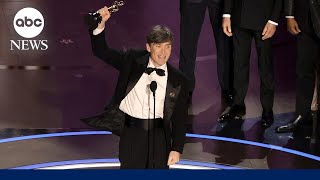 Oscars 2024 Cillian Murphy accepts Academy Award for Best Actor in Oppenheimer [upl. by Teerpnam144]