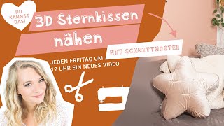 3 D Sternenkissen nähen  mit kostenlosem Schnittmuster stoffede [upl. by Lucais967]