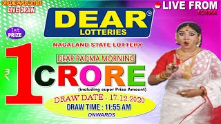 LOTTERY SAMBAD DEAR PADMA MORNING 1155AM 17122020 LOTTERY RESULT NAGALAND STATE LOTTERY LIVE [upl. by Nosnirb379]