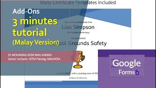3 minutes tutorial  How to install Add ons for Google Forms [upl. by Lazar]
